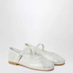 Zilveren Ronde Neus Ballerina Flats