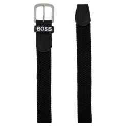 Zwart Gevlochten Elastische Riem met Logo