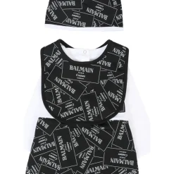 Zwart Katoenen Babypakje Hoed Slabbetje Set