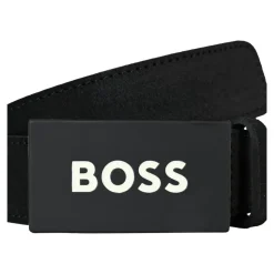 Zwart Suède Riem met Wit Logo