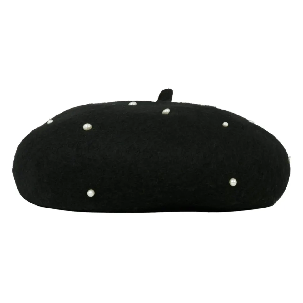 Zwarte Baret met Parels en Strass