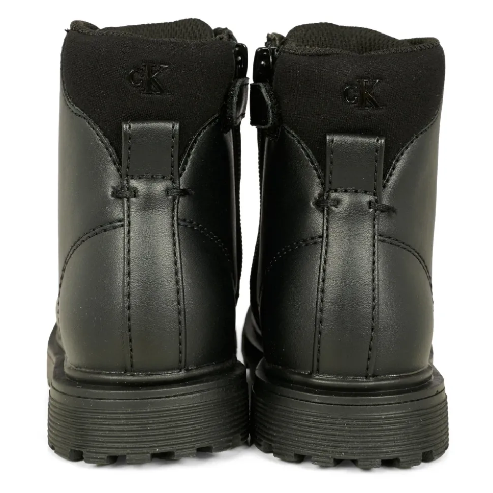 Zwarte Biker Combat Boots met Logo