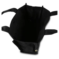 Zwarte canvas strandtas met gele glimlach