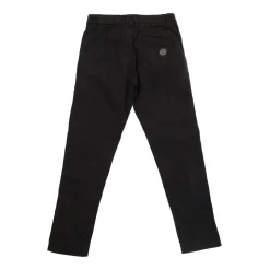 Zwarte Denim Broek met Logopatch en Rechte Pijpen