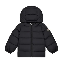 Zwarte donsjack met capuchon