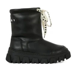 Zwarte Eco-Leren Enkellaarzen met Shearling