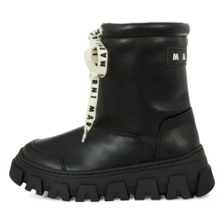 Zwarte Eco-Leren Enkellaarzen met Shearling