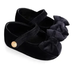 Zwarte fluwelen ballerina's met enkelband