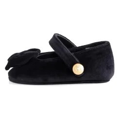 Zwarte fluwelen ballerina's met enkelband