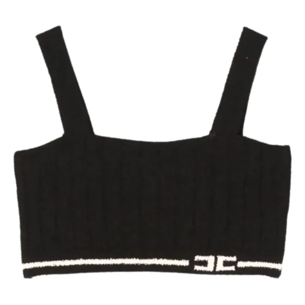 Zwarte Gebreide Crop Top