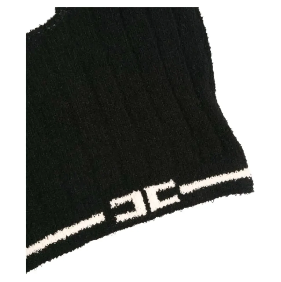 Zwarte Gebreide Crop Top