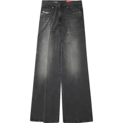 Zwarte Gewassen Palazzo Jeans