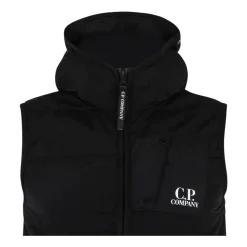Zwarte gewatteerde gilet met capuchon