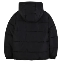 Zwarte Gewatteerde Jas met Capuchon