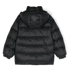 Zwarte gewatteerde jas met capuchon