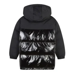 Zwarte gewatteerde jas met capuchon