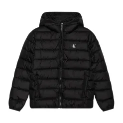 Zwarte Gewatteerde Winterjas met Capuchon