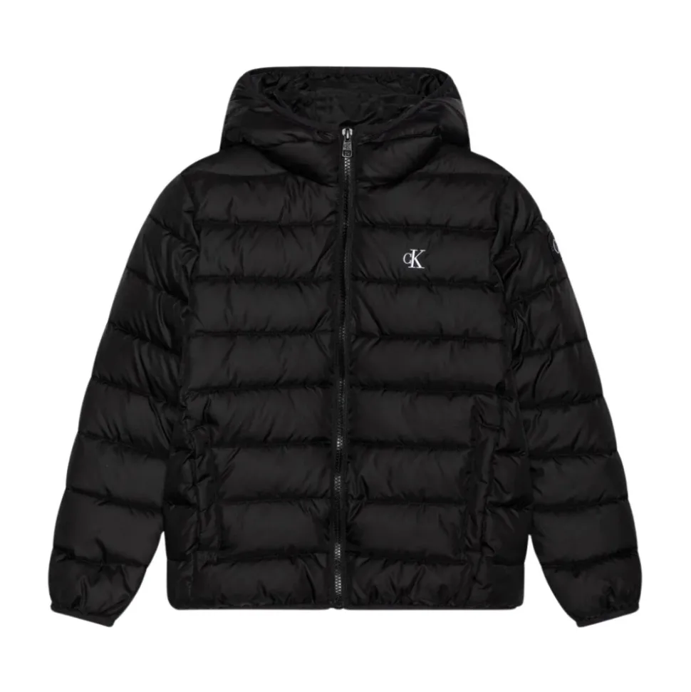 Zwarte Gewatteerde Winterjas met Capuchon