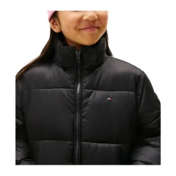 Zwarte Glanzende Hoodie Jas