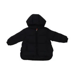 Zwarte Hooded Jas met Logo aan de Zijkant
