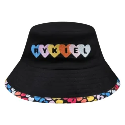 Zwarte Katoenen Cloche met Hartenversiering