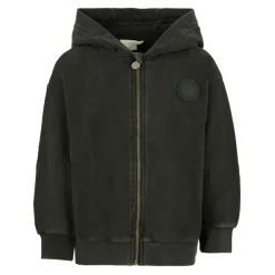 Zwarte Katoenen Fleece Rits Hoodie