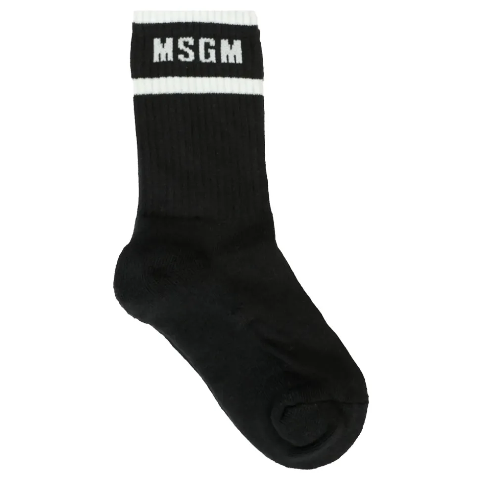 Zwarte Katoenen Geribbelde Sokken