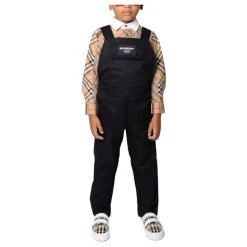 Zwarte kinder salopette jurk met zakken