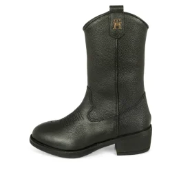 Zwarte Leren Cowboy Laarzen met Hak