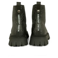 Zwarte leren enkellaarzen met zebraprint