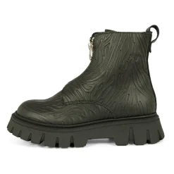 Zwarte leren enkellaarzen met zebraprint