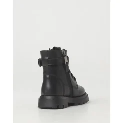 Zwarte Leren Enkellaarzen met Gesp