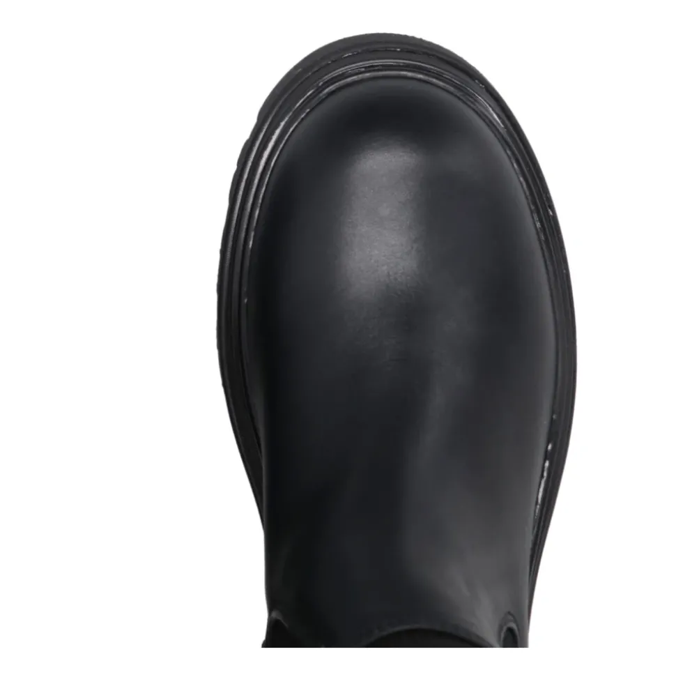 Zwarte Leren Hoge Legging Laarzen