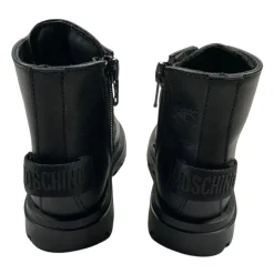 Zwarte leren kinder enkellaarzen