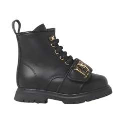 Zwarte Leren Kinder Enkellaarzen