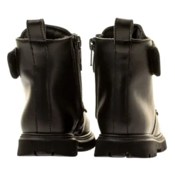 Zwarte Leren Kinderlaarzen met Metalen Logo