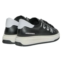 Zwarte Leren Kindersneakers met Logo