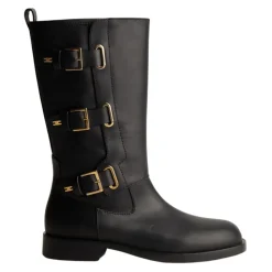 Zwarte leren laarzen met rits