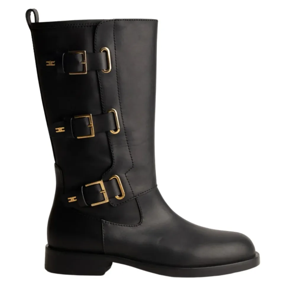 Zwarte leren laarzen met rits
