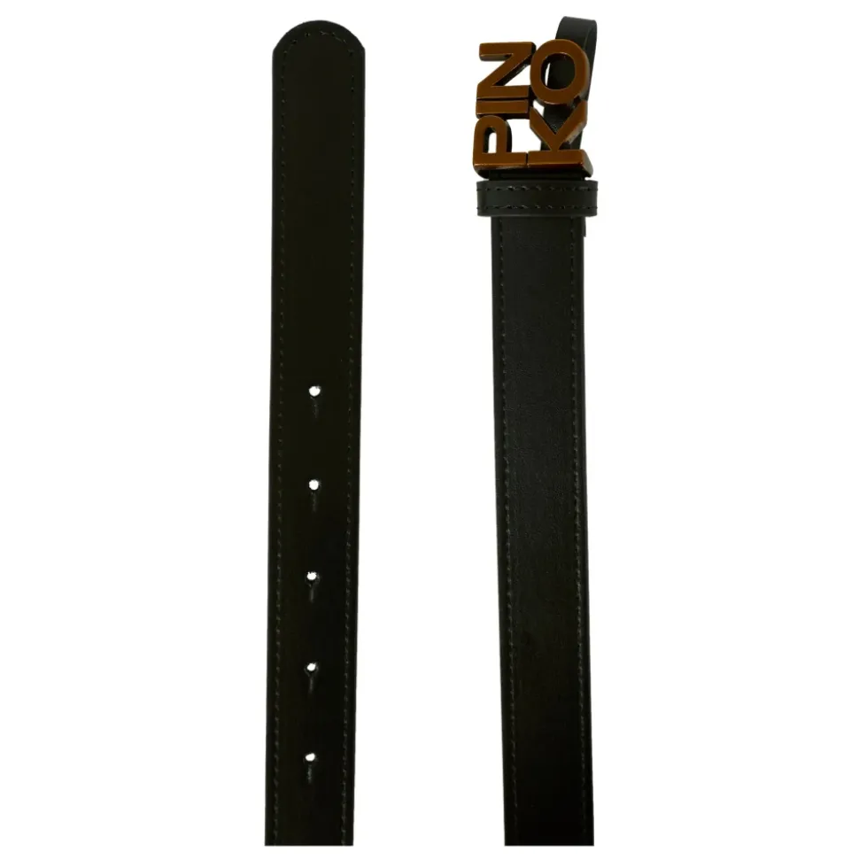 Zwarte leren riem met gouden gesp