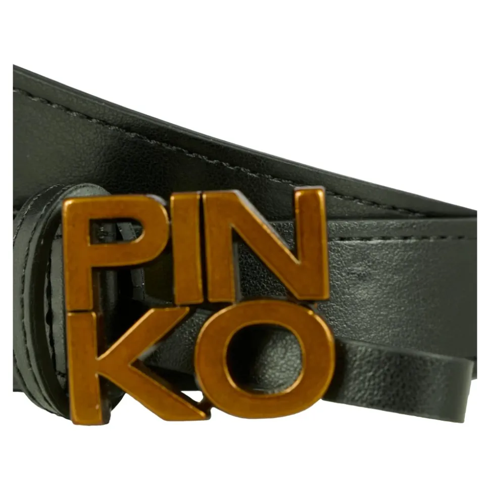 Zwarte leren riem met gouden gesp