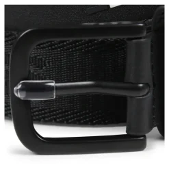 Zwarte leren riem met jacquardlogo