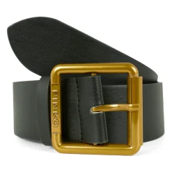 Zwarte leren riem met metalen gesp