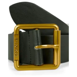 Zwarte leren riem met metalen gesp