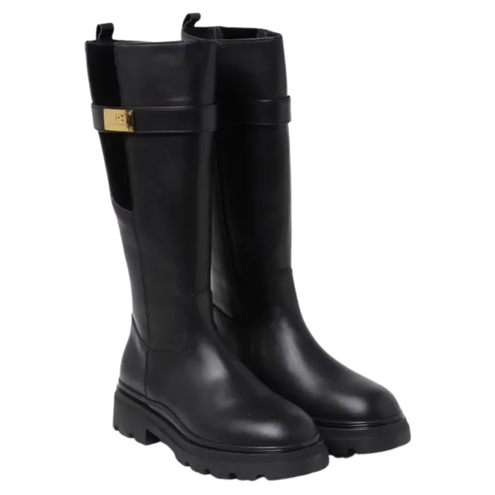 Zwarte leren slip-on laarzen