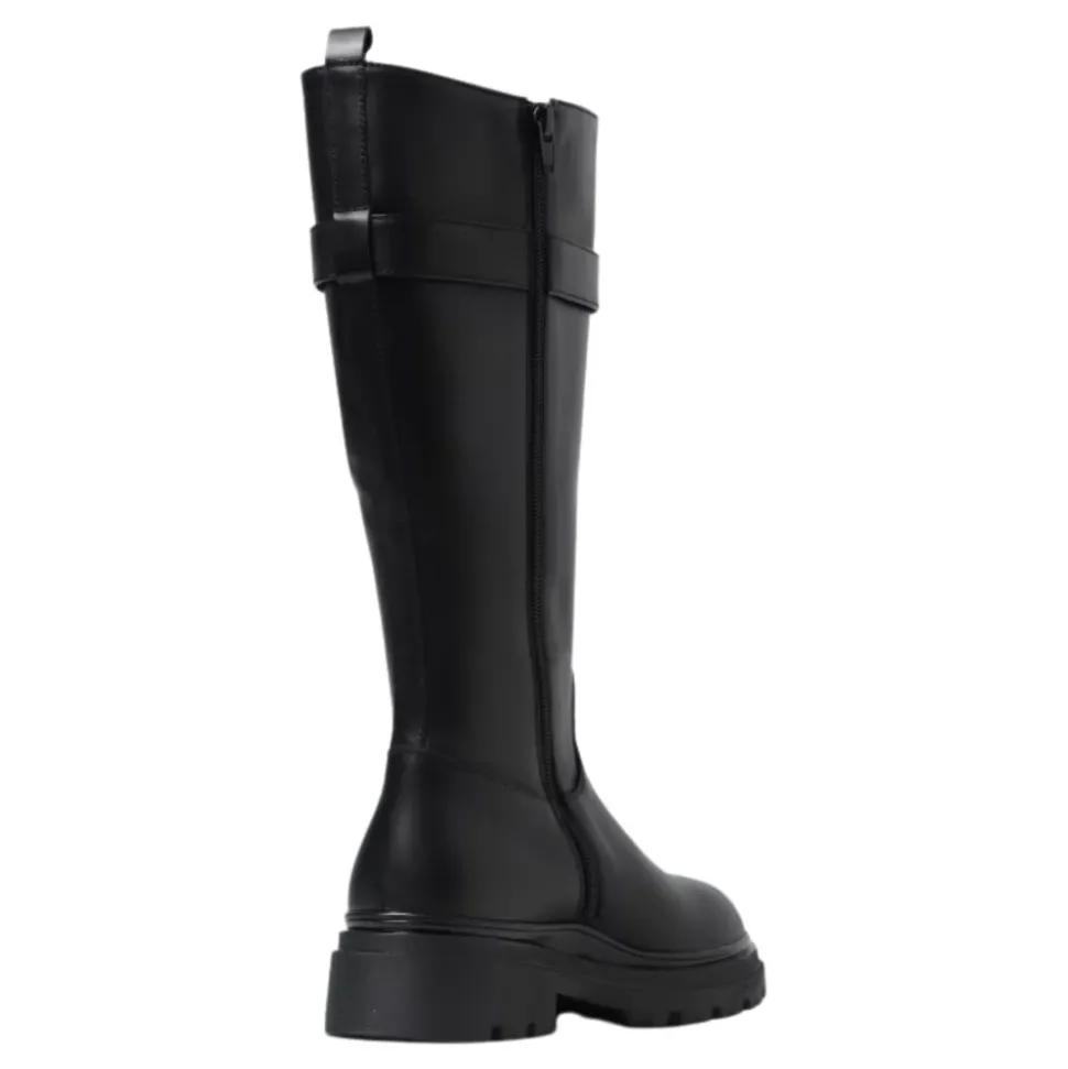 Zwarte leren slip-on laarzen