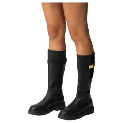 Zwarte leren slip-on laarzen