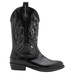 Zwarte leren westernlaarzen met borduurwerk