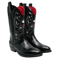 Zwarte leren westernlaarzen met borduurwerk