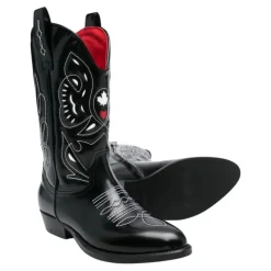 Zwarte leren westernlaarzen met borduurwerk